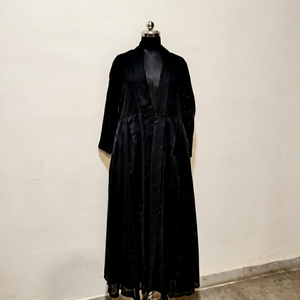 Women's Black Floor Length <b>Abaya</b> With Shawl Collar Three Quarter Sleeve Modest <b>Prayer</b> Dress Polyester Loose Fit All Seasons - Product Image 1
