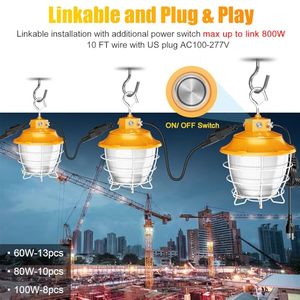 IP65 100W <b>LED</b> Pro Temporary <b>Work</b> <b>Light</b> 5000K 360 Beam Angle Aluminum Alloy ETL DLC Certified Hanging Construction Lighting - Product Image 4