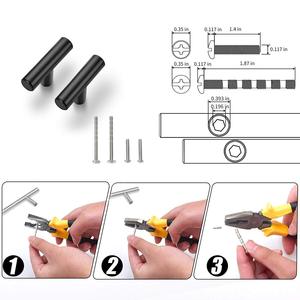 <strong>Matte</strong> <strong>Black</strong> Stainless Steel Modern Cabinet Drawer <strong>Knobs</strong> T-Bar Kitchen <strong>Door</strong> Handles for Dresser Bedroom Warehouse Villa Furniture - Product Image 5