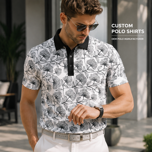 Polo de golf pour homme personnalisé à imprimé animal, anti-bactérien, respirant, extensible, séchage rapide, manches courtes, spandex/polyester - Product Image 1