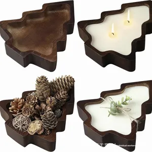 Porte-bougie et plateau <span class=keywords><strong>de</strong></span> présentation <span class=keywords><strong>en</strong></span> <span class=keywords><strong>bois</strong></span> massif <span class=keywords><strong>en</strong></span> forme <span class=keywords><strong>de</strong></span> sapin <span class=keywords><strong>de</strong></span> <span class=keywords><strong>Noël</strong></span> pour l'aromathérapie - Product Image 3