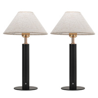 Lampe de table en tissu de style moderne du milieu du siècle, en forme de parapluie, pour chambre à coucher, bureau, chevet, 5000 mAh, rechargeable, à intensité variable tactile
