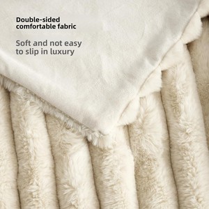 Jeté <span class=keywords><strong>de</strong></span> canapé moderne en polyester couleur unie, double couche, épaissi, <span class=keywords><strong>fausse</strong></span> <span class=keywords><strong>fourrure</strong></span>, peluche, couverture chaude pour l'hiver - Product Image 3