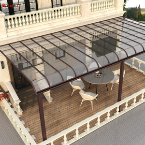 Copertura esterna del Patio del tetto inclinato impermeabile del baldacchino in alluminio in <span class=keywords><strong>policarbonato</strong></span> con funzionamento manuale delle piste della piscina lontano dalla casa - Product Image 6