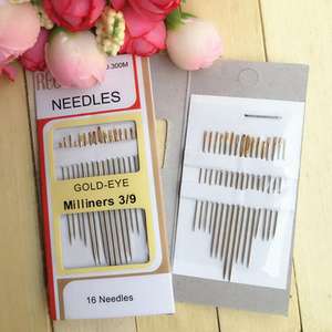 Agujas de coser a mano multiusos 3/9 con punta dorada, paquete de 16 unidades, agujas de coser a mano de acero al carbono fino, Tienda Departamental 1 Yuan - Product Image 3