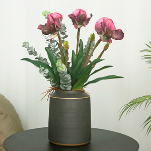 Orchidées artificielles Yihua Floral Art, fleurs en soie de 50 cm, blanc, jaune, rose rouge, décoration moderne pour salon, entrée, table, hôtel - Product Image 2