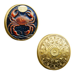 Distintivo regalo commemorativo con stampa a colori placcati oro <span class=keywords><strong>oroscopo</strong></span> <span class=keywords><strong>cancro</strong></span> - Product Image 1