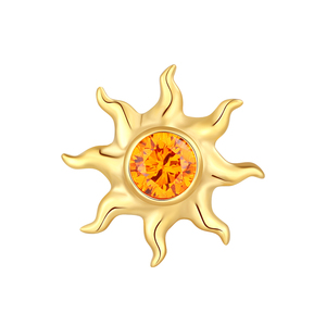Bijoux de <span class=keywords><strong>piercing</strong></span> pour oreille, <span class=keywords><strong>nombril</strong></span> et labret en titane ASTM F136, finition orange CZ, extrémités filetées internes - Product Image 1