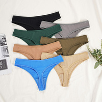 PS455 Culotte string sexy en coton pur à taille basse avec filetage, confortable et respirante pour filles