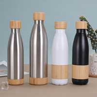 Nouvelle Tasse Isotherme en Acier Inoxydable 304 avec Fond et Couvercle en Bambou, Design Simple et Tendance pour Sports de Plein Air 6-12