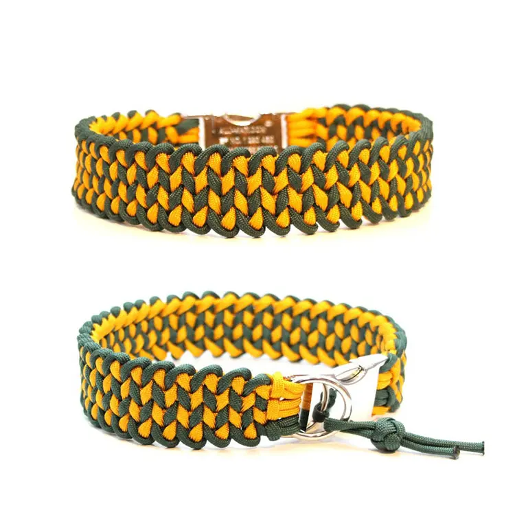 Manufacturer wholesale Medium Large Tactico Para Tactical Heavy Duty Wide Paracord Paracord Braided Pet Dog Nylon Collar