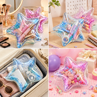 Pochette cosmétique personnalisée en PVC en forme d'étoile, étui à bijoux pentagramme, pochette de maquillage transparente, boîte de rangement pour pendentifs