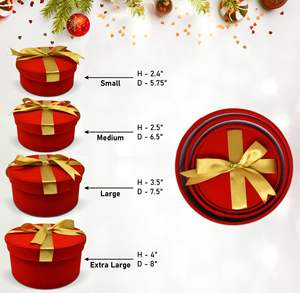 Cajas de Regalo Navideñas Portátiles, Impermeables, de Alta Gama, con Recubrimiento UV, Brillantes, de Terciopelo Rojo, con Lazo Dorado, Tapas Apilables, Decorativas para las Fiestas - Product Image 2