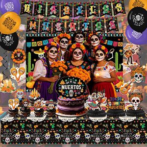 Kit de Decoración al por Mayor para el Día de Muertos Mexicano: Pancarta de Fondo, Guirnalda en Espiral y Adorno para Pastel para Decoración de Fiestas - Product Image 3