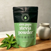 Sachet Doypack refermable en PE de qualité alimentaire pour poudre de stévia, avec fermeture éclair, résistant à l'humidité, trou de suspension, imprimé en héliogravure, recyclable
