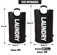 Panier à linge pliable grand format le plus vendu avec poignée souple pour rangement de salle de bain
