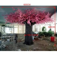 Wholesale 320cm height indoor real touch artificial pink peach blossom tree plant for restaurant decoration