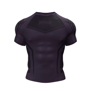 Anti-UV <span class=keywords><strong>Natation</strong></span> Respirant À Manches Courtes UPF50 Noir Compression MMA Rash Guard Personnalisé 3D Gym Sport <span class=keywords><strong>T</strong></span>-<span class=keywords><strong>shirt</strong></span> pour Hommes - Product Image 3