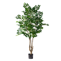 Árbol de Banyan Artificial Grande para Interiores/Exteriores con Protección UV, Decoración Artística de Alta Fidelidad en PE, Hojas de Diferentes Tamaños para Decoración del Hogar en Pascua