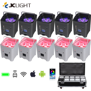 JC 6*18W RGBWA UV 6IN1 Battery Wireless Uplight With Charge Case Wedding Party Led Battery <strong>Uplights</strong> Wireless - Product Image 3