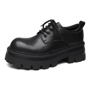 Male Platform Dress Oxfords Formal Leather Shoes Lace-up Men Office Ankle Boots Shoes Leather