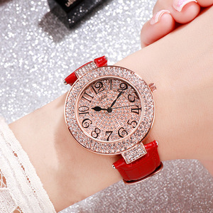 Montre pour femme étanche sertie de diamants, élégante montre pour étudiante avec grand cadran et index des heures éblouissants - Product Image 3