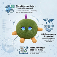 Jouet en peluche intelligent AI vert forêt, connecté, avec contrôle par application, multilingue, compagnon éducatif pour enfants d'âge préscolaire, rechargeable USB-C