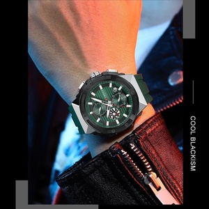 Relojes de pulsera clásicos para hombre CURREN 8462, relojes de cuarzo informales de negocios con correa de silicona, manecillas luminosas y esfera con cronógrafo. - Product Image 2