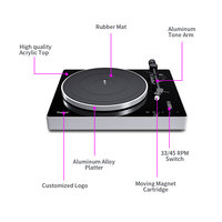Tourne-disque vinyle multifonctionnel de qualité supérieure au design moderne parfait, style rétro, avec haut-parleurs Technics