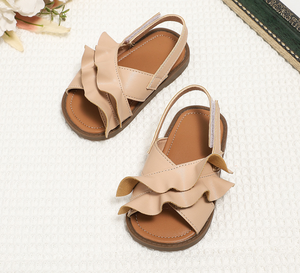 Sandales pour enfants, chaussures de princesse, sandales ouvertes marron à semelles souples - Product Image 2