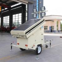 NOUVEAU Produit Tour d'éclairage solaire mobile à levage manuel Mât télescopique de 9m Remorque d'éclairage à énergie solaire pour chantier de construction