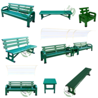 Banc de repos double combiné en métal, couleur personnalisée, pour équipe, avec table centrale intégrée, pour projets de terrains de sport