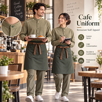 Uniforme de cuisine unisexe léger en sergé à manches longues, respirant, à fermeture boutonnée, imprimé par transfert thermique, coupe ample pour restaurant