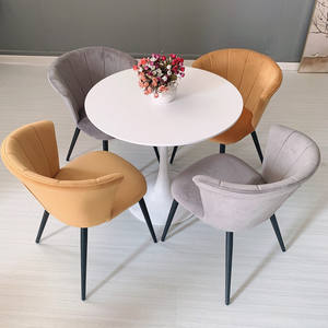 Mesa de <span class=keywords><strong>tulip</strong></span>án blanco nórdico, silla de comedor de tela tapizada moderna elegante, patas de Metal, silla de recepción de ocio negra para comedor en casa - Product Image 3