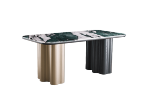 LU Table de salle à manger au design moderne avec base en acier inoxydable de haute qualité et dessus en marbre Tables de salle à manger élégantes - Product Image 6