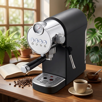 Machine à expresso électrique compacte AZ-EM1517B noire semi-automatique pour usage hôtelier, design intérieur assorti