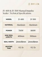 Presse manuelle avec joint de 8 mm JY-400, corps en aluminium, 700 W, 400 mm (16 pouces) pour l'emballage de sachets de vermicelles