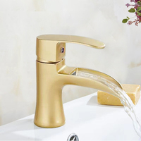 Robinet de lavabo moderne en acier inoxydable, monocommande, à poser sur le comptoir, avec mitigeur céramique or pour eau chaude et froide