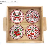 Fabrieksdirecte verkoop grensoverschrijdende Japanse stijl hoogwaardige keramische serveer borden fruit schalen houten decoratieve