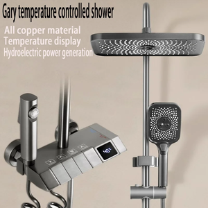 Ensemble de douche de salle de bain en laiton avec affichage numérique LED Robinet mitigeur à 4 touches de piano Motif de pulvérisation de pluie Crée une atmosphère dans la salle de bain - Product Image 4