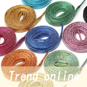 Wegoodzf Tùy Chỉnh Phẳng Vàng Long Lanh Sáng Bóng Kim Loại Dây Giày Đầy Màu Sắc <span class=keywords><strong>Sequin</strong></span> Dây Giày Cho Thể Thao Phong Cách Giản Dị Giày Và Giày Thể Thao - Product Image 4