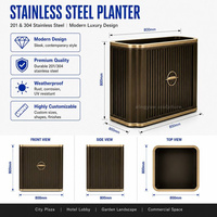 Jardinière personnalisée en acier inoxydable, finition bronze foncé et doré, bac à fleurs en métal pour extérieur, hôtel, villa, aménagement paysager, jardinière décorative