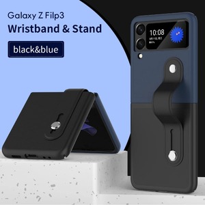 Para Samsung Galaxy Z Flip 3 4 5 Funda de pulsera de cuero Contraste de color Funda a prueba de golpes para Z Flip3 <span class=keywords><strong>ZFlip</strong></span> 4 Cubierta de protección de lente - Product Image 4