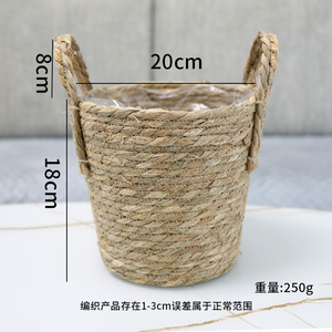 Cheapest Factory Grass Straw Decoration Woven Storage <b>Basket</b> Faux Rattan <b>Flower</b> Pot - Product Image 3