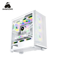 Boîtier PC Full Tower AntarcChill avec logo personnalisé, panneau frontal en mesh, côtés en verre trempé, support AIO 360 mm, USB 3.0