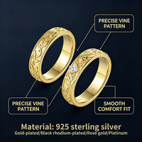 Eleganter Vintage-Weizenmuster-Paarring Modischer Herren- & Damenring aus 925 Sterling Silber Vergoldet Verlobungs- und Ehering - Geschenk