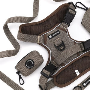 Conjunto de Arnés y Correa para Perro de Tweed Personalizado OEM, Chaleco Reflectante Antipullido para Paseo con Soporte para Bolsas de Excrementos - Product Image 2
