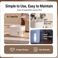 Fontaine à eau automatique pour animaux de compagnie de 2 L, entièrement amovible pour un nettoyage sans effort, idéale pour les chats et les chiens
