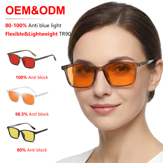Sunray ODM OEM TR90 Frame CR39 Orange Lens Custom Logo Gaming Spectacles Manufacturer 80%-100% Blue Light Blocking Glasses