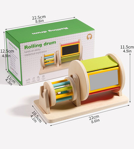 Mainan Drum Tekstil Kayu Montessori Desain Baru Kristal untuk Bayi, Meningkatkan Kognitif Warna, Melatih Koordinasi Tangan-Mata - Product Image 2